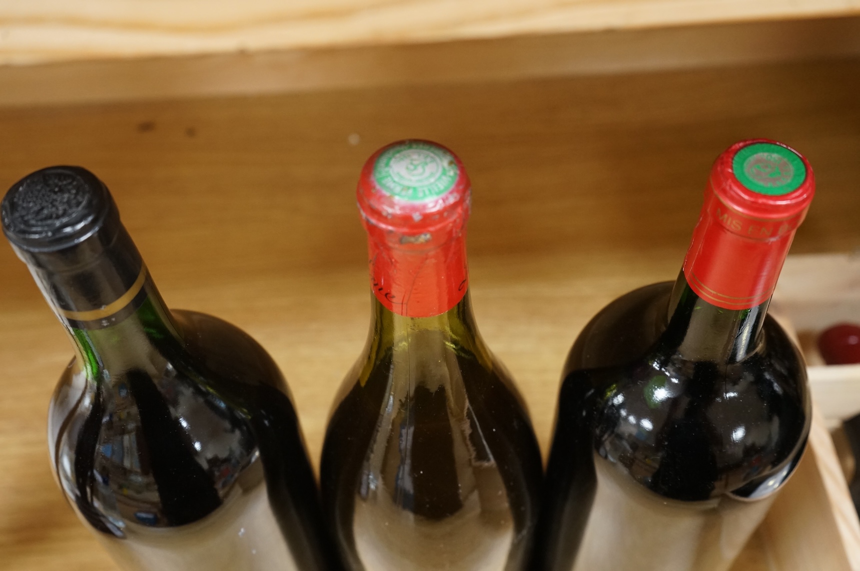 Wine: Chateau Thibaut, 1985 magnum Domaine Brana magnum 1998, Chateau Haut Mongreat magnum 1993, La Vielle Ferme magnum 1976
